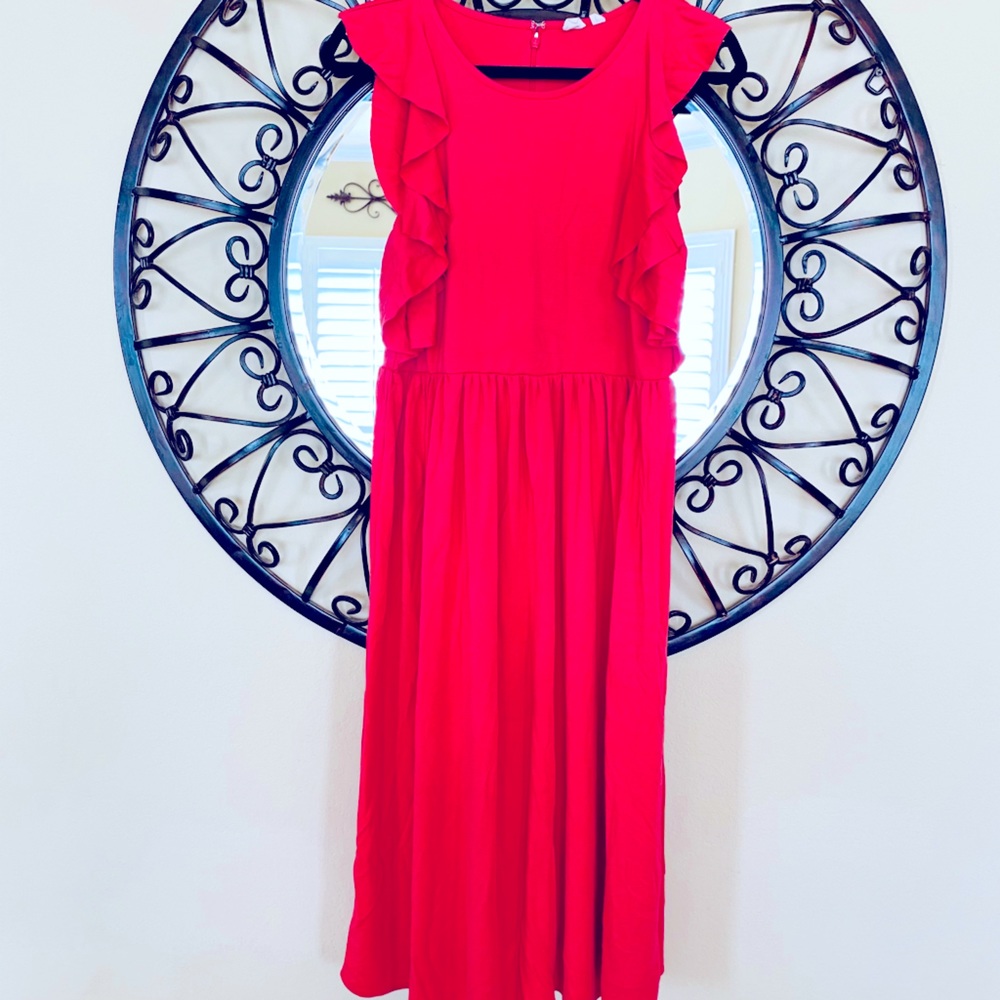 Women’s Gap Midi Dress with Ruffles Size 14